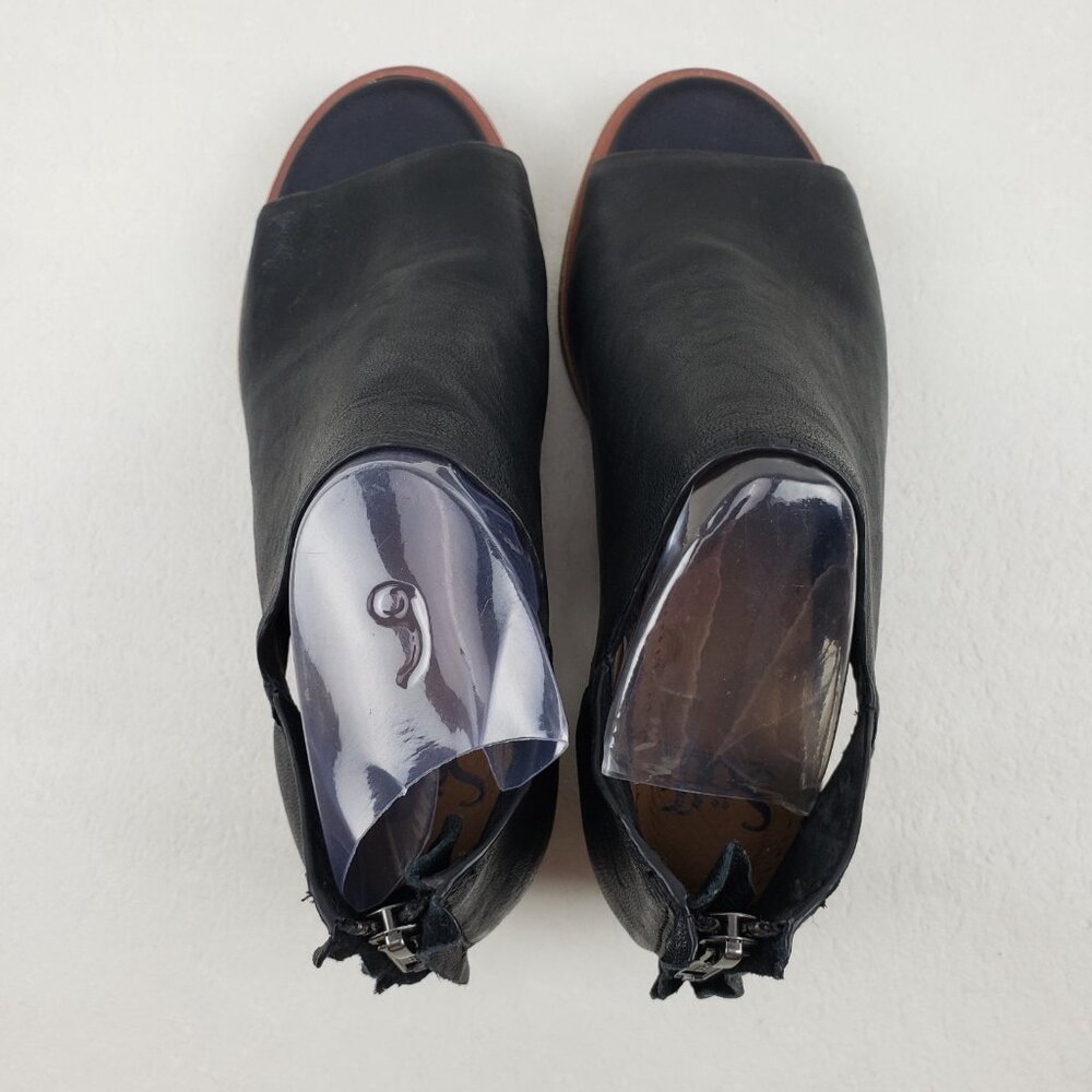 Sofft Carleigh Peep Toe Heel Womens 7.5 Black Leather Block Heel Zip Up Bootie - Picture 10 of 14